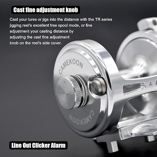 Miniatura 4 de Carretes de arrastre, 9+2 rodamientos de bolas de acero inoxidable, carrete convencional de arrastre de palanca, Marco de aluminio CNC, Alarma de