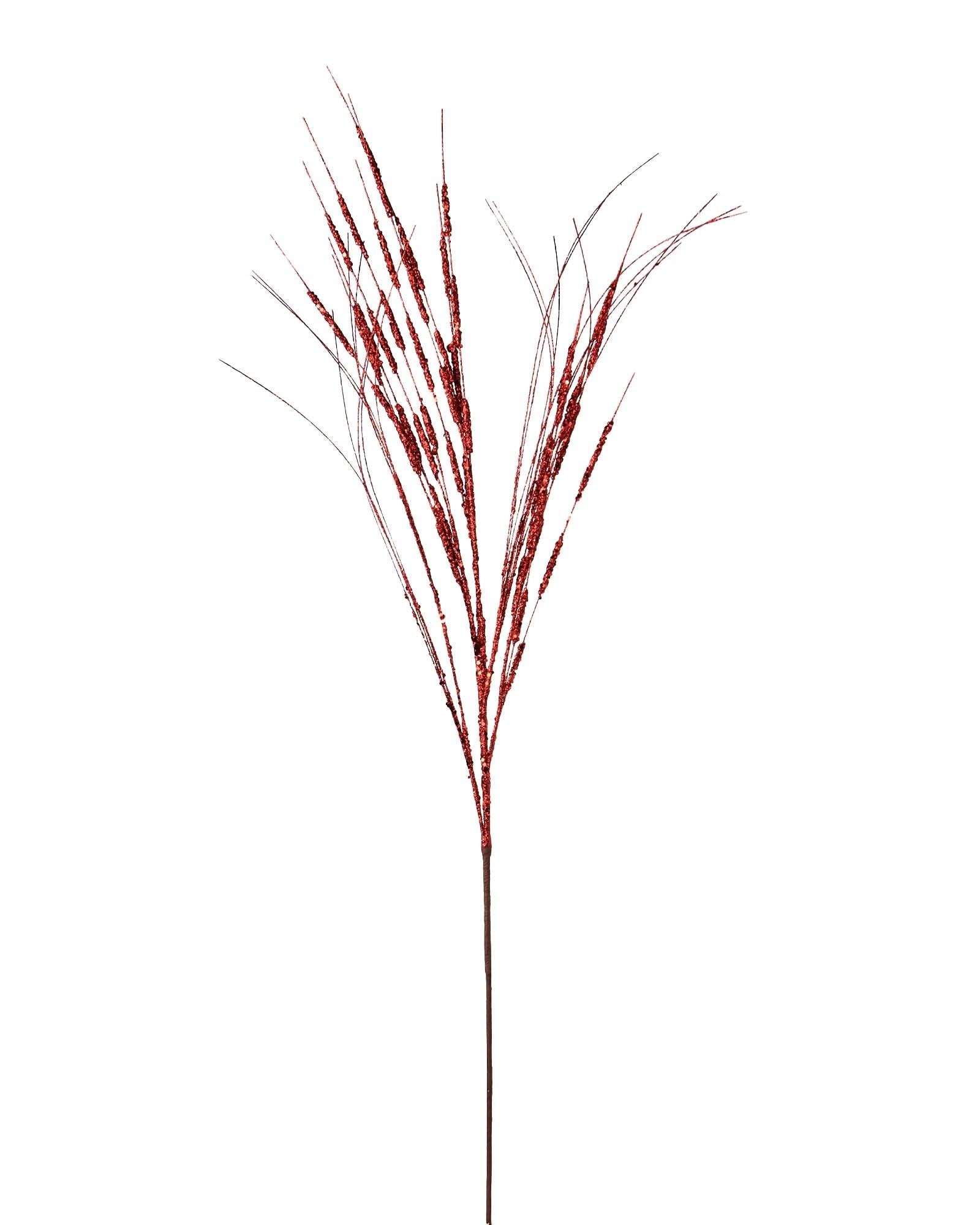 Red Glitter Wispy Christmas Spray – 100 cm Decorative Stem for Wreaths & Garlands