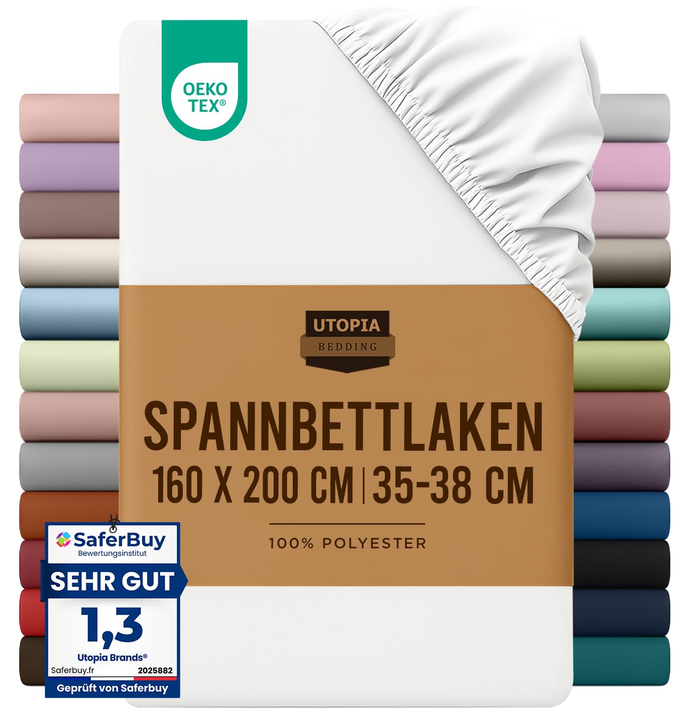 Utopia Bedding - Spannbettlaken 160x200cm - Weiß