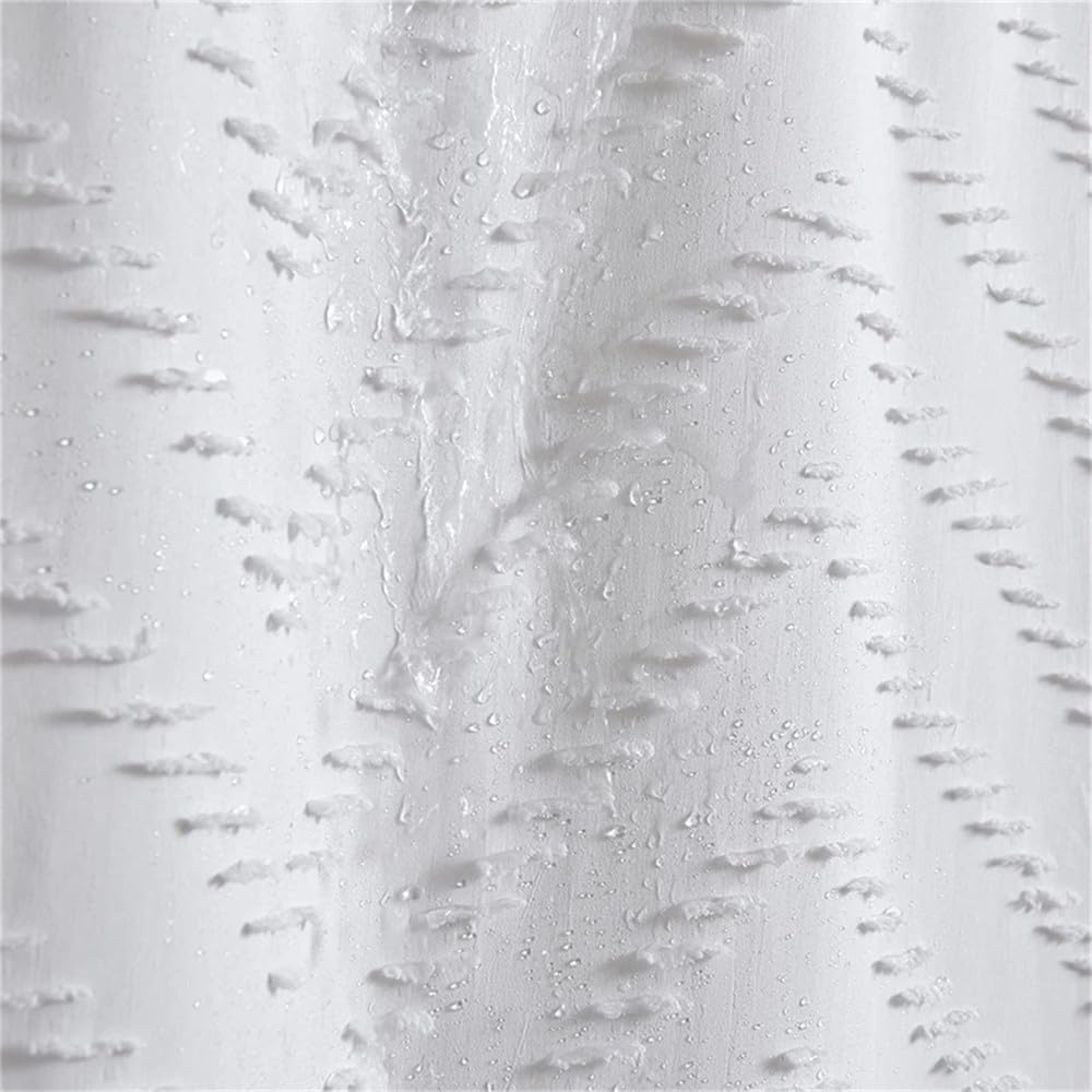 Rideau de douche élégant en tissu tissé imperméable pour salle de bain Blanc 180 x 200 cm