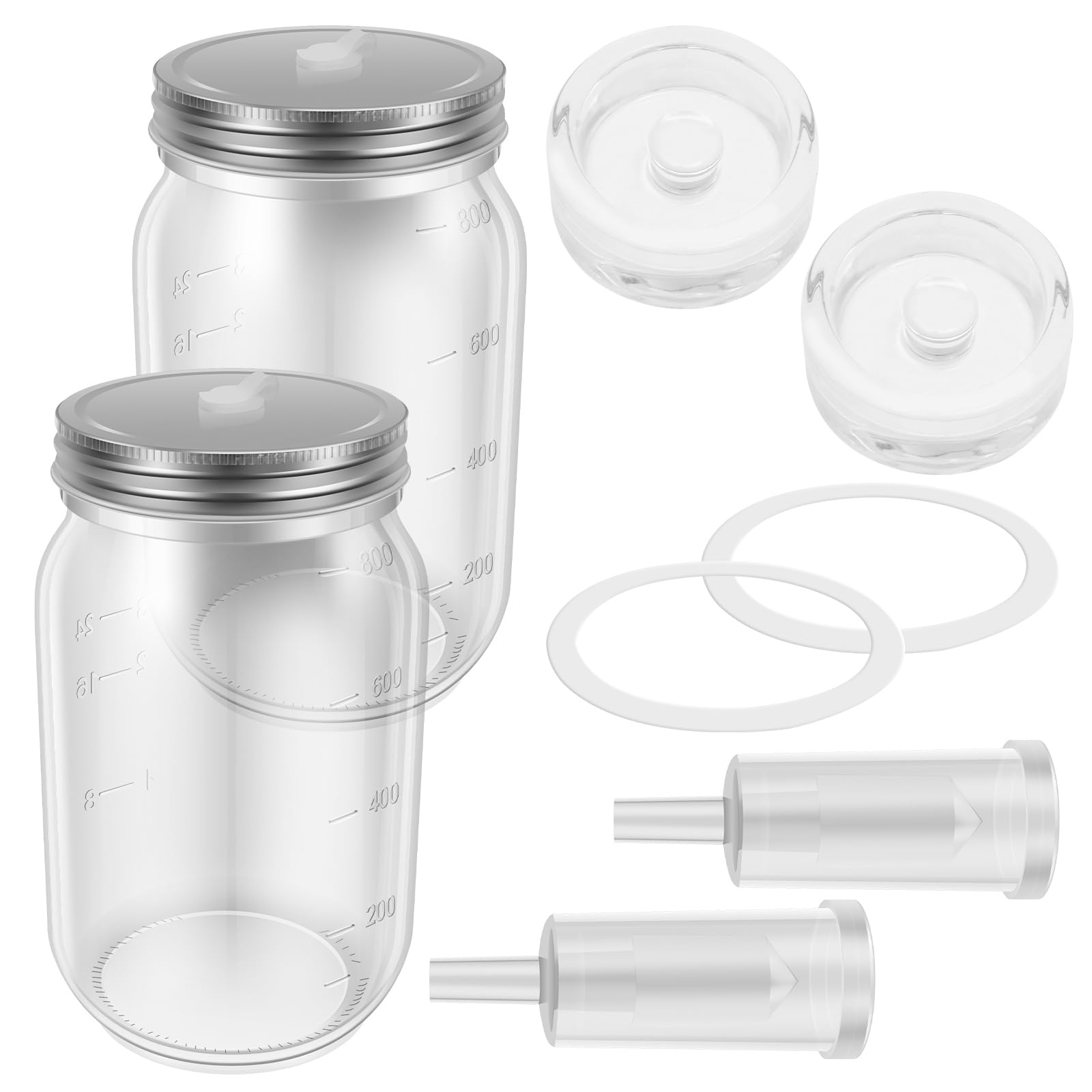 Cbwerbb Style 1 2 Pack Glass Fermentation Jars With Airlocks And Screw Lids,Sauerkraut Fermenting Jar Sourdough Starter Jar For Kombucha Kimchi Kefir Pickle Wide Mouth Mason Jars(Style 1)
