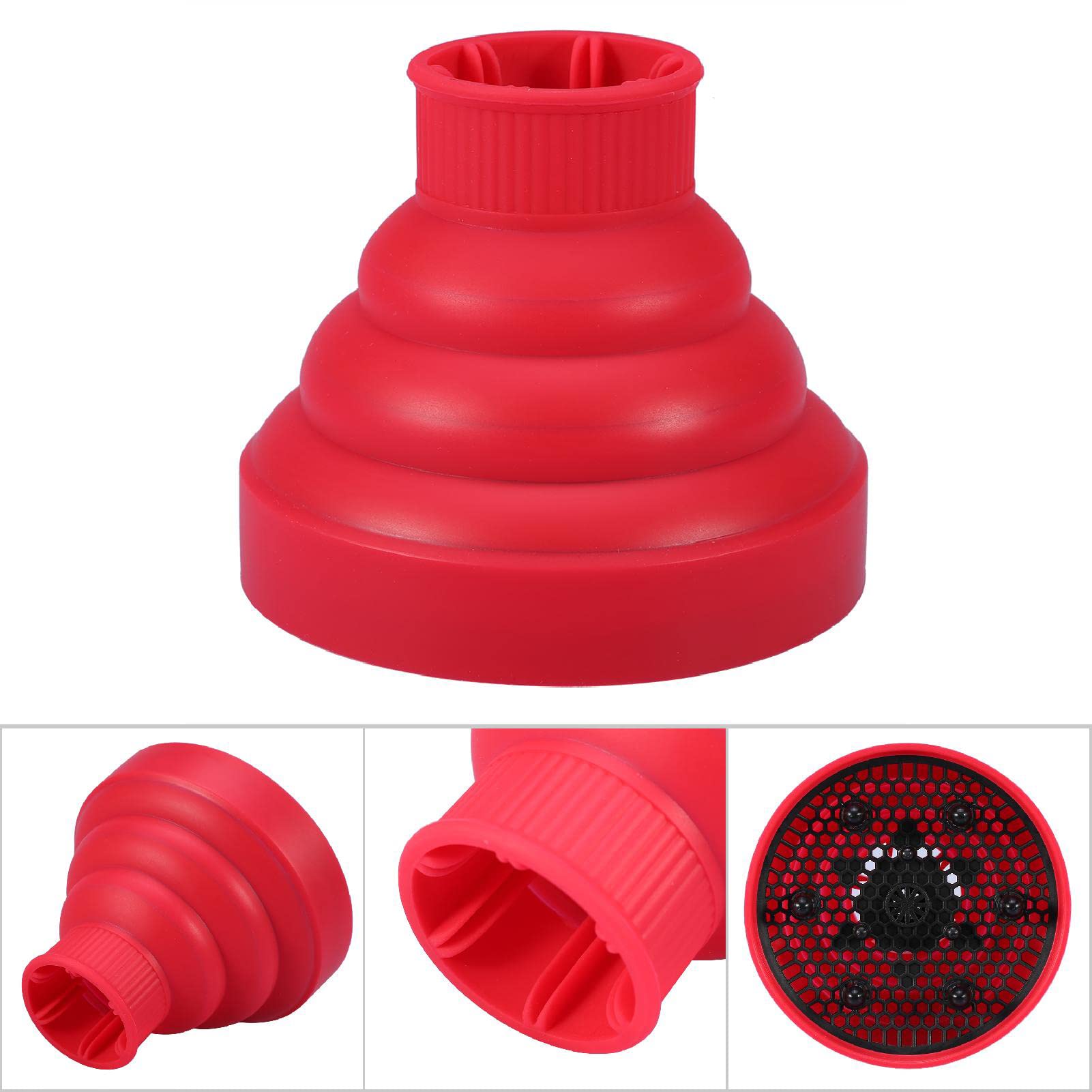 Universal Hair Diffuser, Volumizing Universal Hair Diffuser, Foldable Folding Hairdryer Hair Blower Dryer Diffuser Cover, Styling Hairdressing Tool, 5Colors Optional (Red)