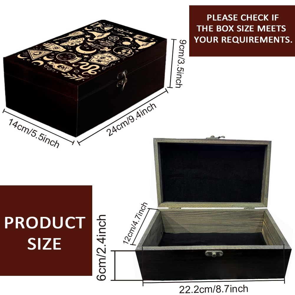 arricraft 1 caja de almacenamiento de recuerdos de madera, caja de tarjetas rectangular de pino para joyas de aniversario, 24 x 14 x 9 cm