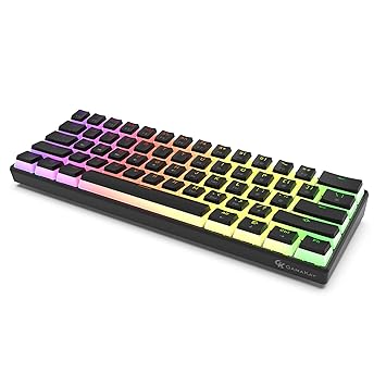 Gamakay MK61 Wired Mechanical Keyboard, Compact Keyboard Gateron Optical Switch PBT Pudding Keycaps, Waterproof RGB Backlit Programmable Hot Swappable Gaming Keyboard (Yellow Switch V2, Black)