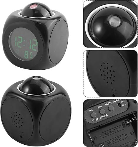 Miniatura 6 de QANYEGN Reloj despertador multifunción con pantalla LCD digital de proyección de pared, pantalla de temperatura, reloj de pared digital para el