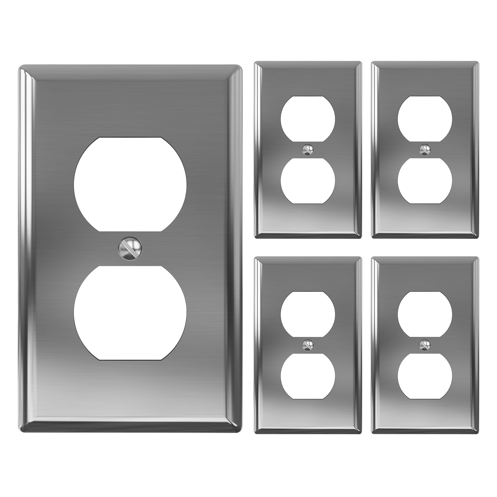 ELEGRP Duplex Receptacle Stainless Steel Outlet Covers, 1-Gang Metal Wall Plates, Standard Size Wall Outlet Cover, Dual Outlet Faceplates Covers, ETL