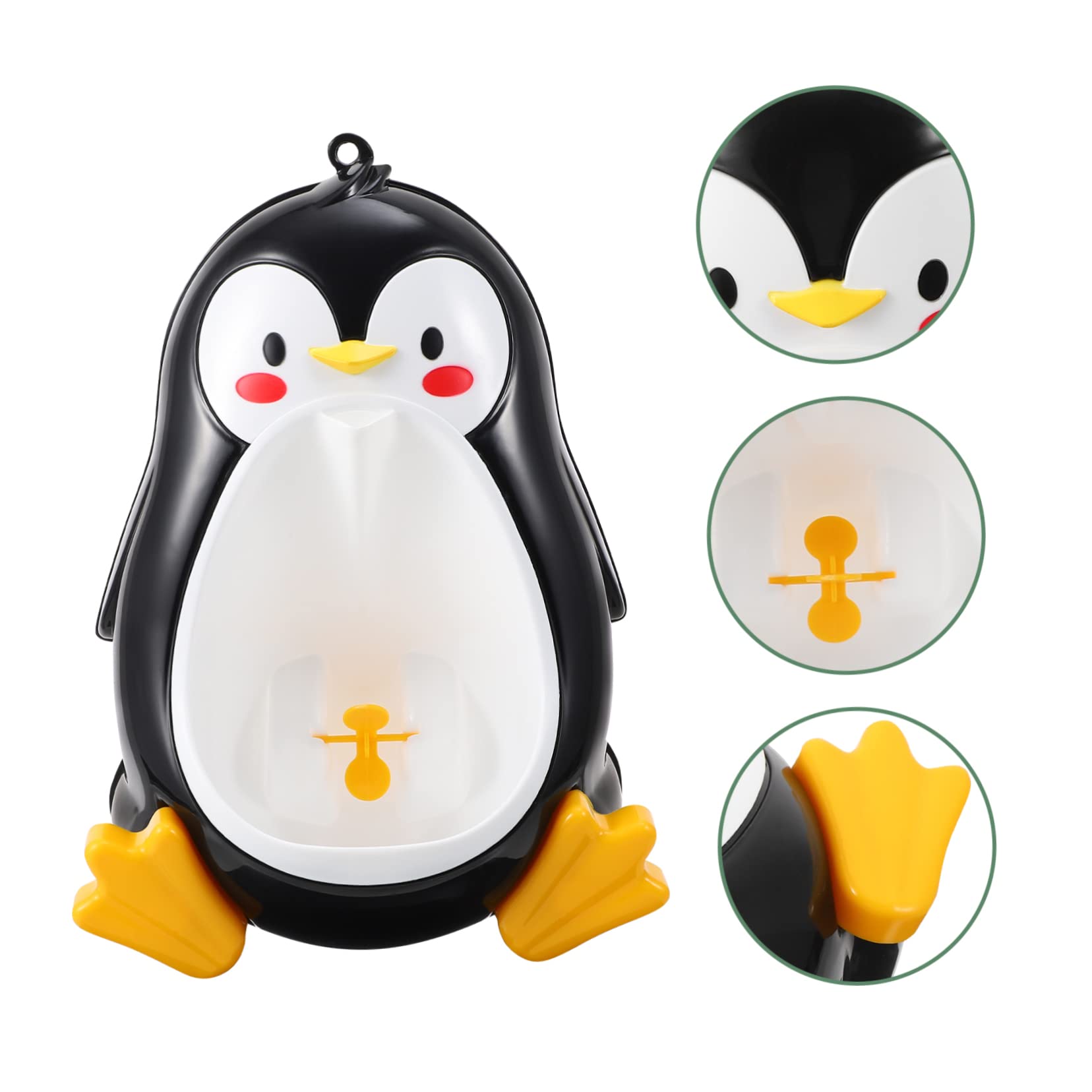 Orinal Infantil de Pingüino para Niños, Pp Negro, Baño | Montaje en Pared, Fácil de Limpiar, Uso Cómodo, Diseño Tierno y Ahorro de Espacio