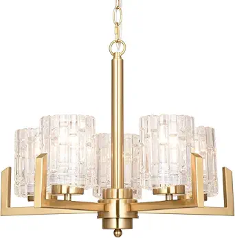 ALICE HOUSE 19.3" Dining Room Chandeliers, Brushed Brass Contemporary Coastal Lighting Fixture for Kitchen, Bedroom, Entryway, ETL Listed, AL2218-H5