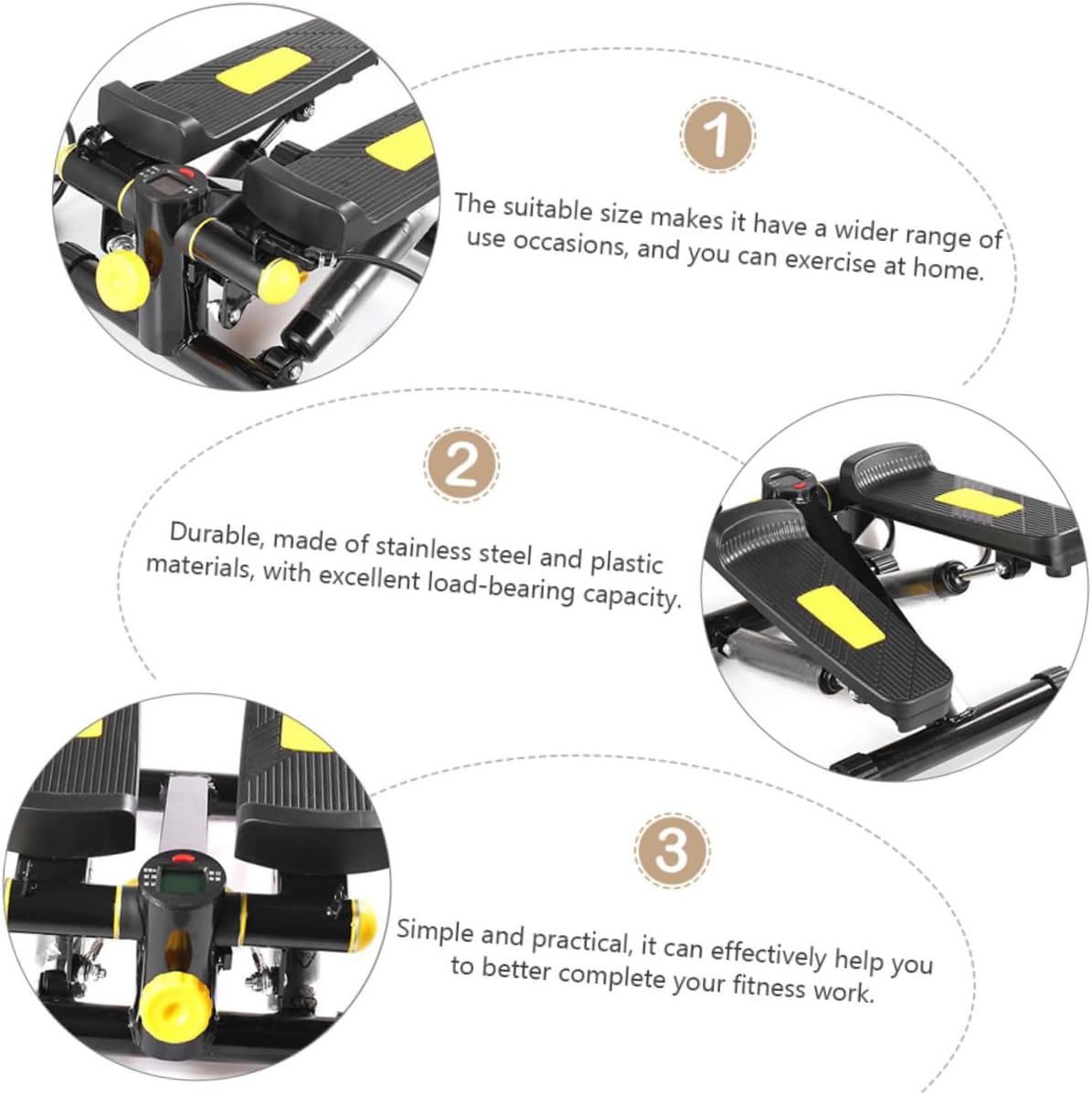 Swing Side Stepper Fitness Equipment with Non-Slip Pedals Mini Pedal Exerciser for Home Workout Stable and Quiet Exercise Stepper for Weight Loss and Leg Toning