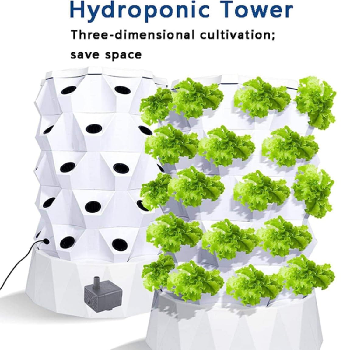 Kit di coltivazione idroponica con idropompa, torre verticale per erbe fresche, verdure e frutta, 10 strati per coltura idroponica da giardino domestico