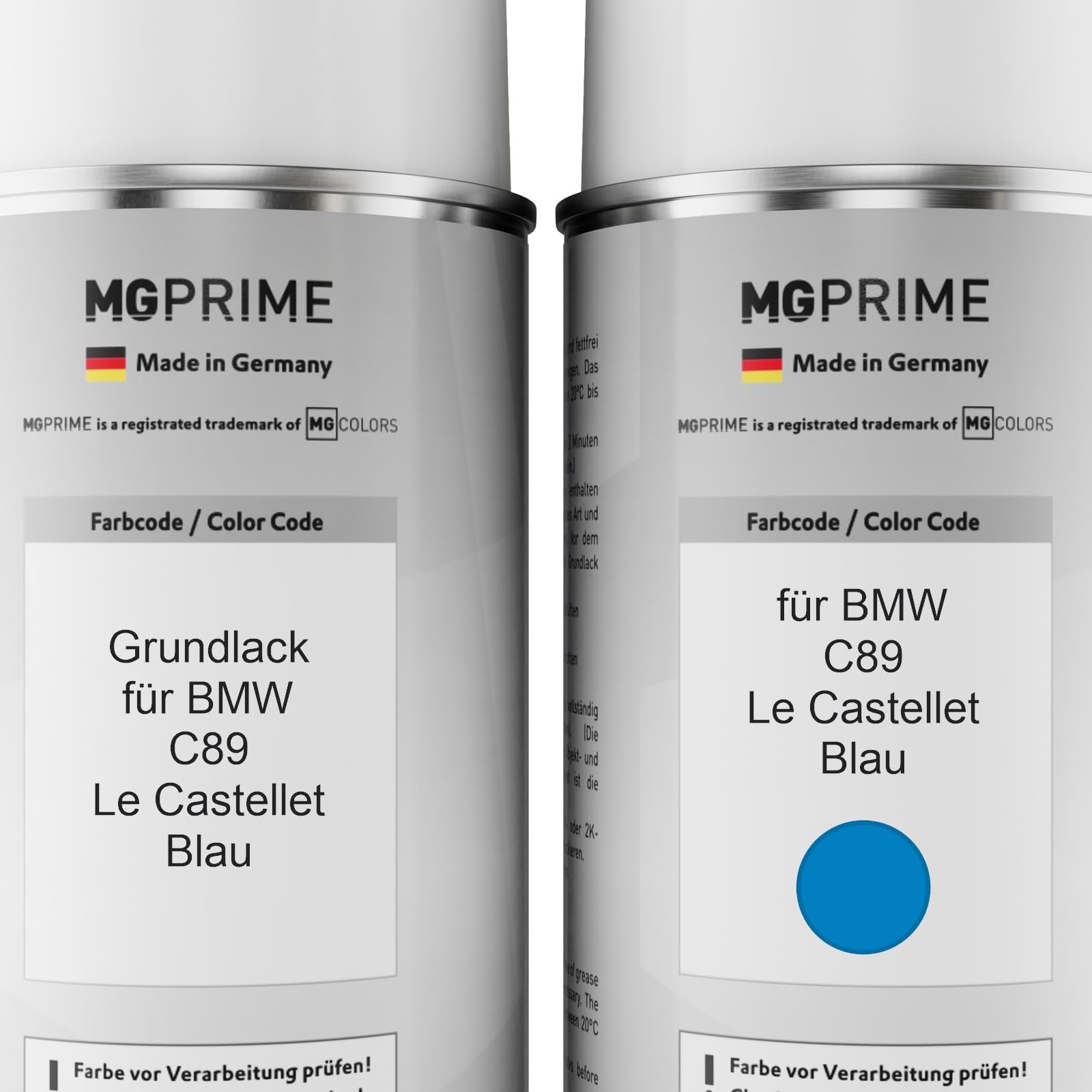 MG PRIME Bombolette di Vernice per auto per BMW C89 Le Castellet Blau +2K | Kit vernice di fondo + base + trasparente 2K, bombolette spray 400ml