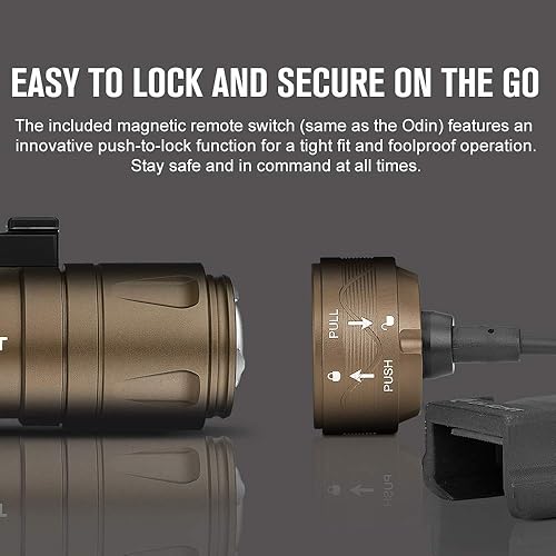 Miniatura 4 de OLIGHT Odin Mini 1250 lúmenes linterna táctica ultra compacta recargable, montaje Mlok-Mount, montaje de riel deslizante extraíble e interruptor