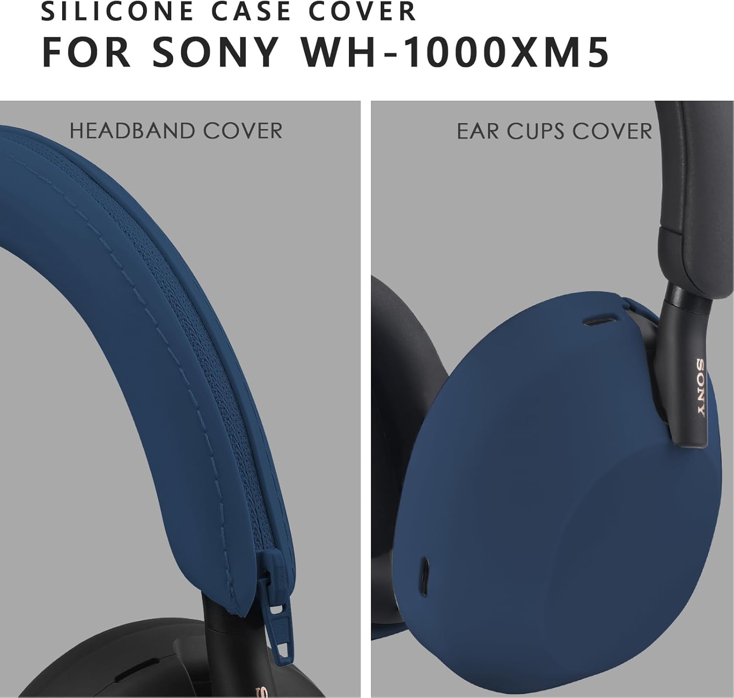 Silicone Case for Sony WH-1000XM5, Sony xm5 Wireless Headphones Protective case Cover (Midnight Blue)