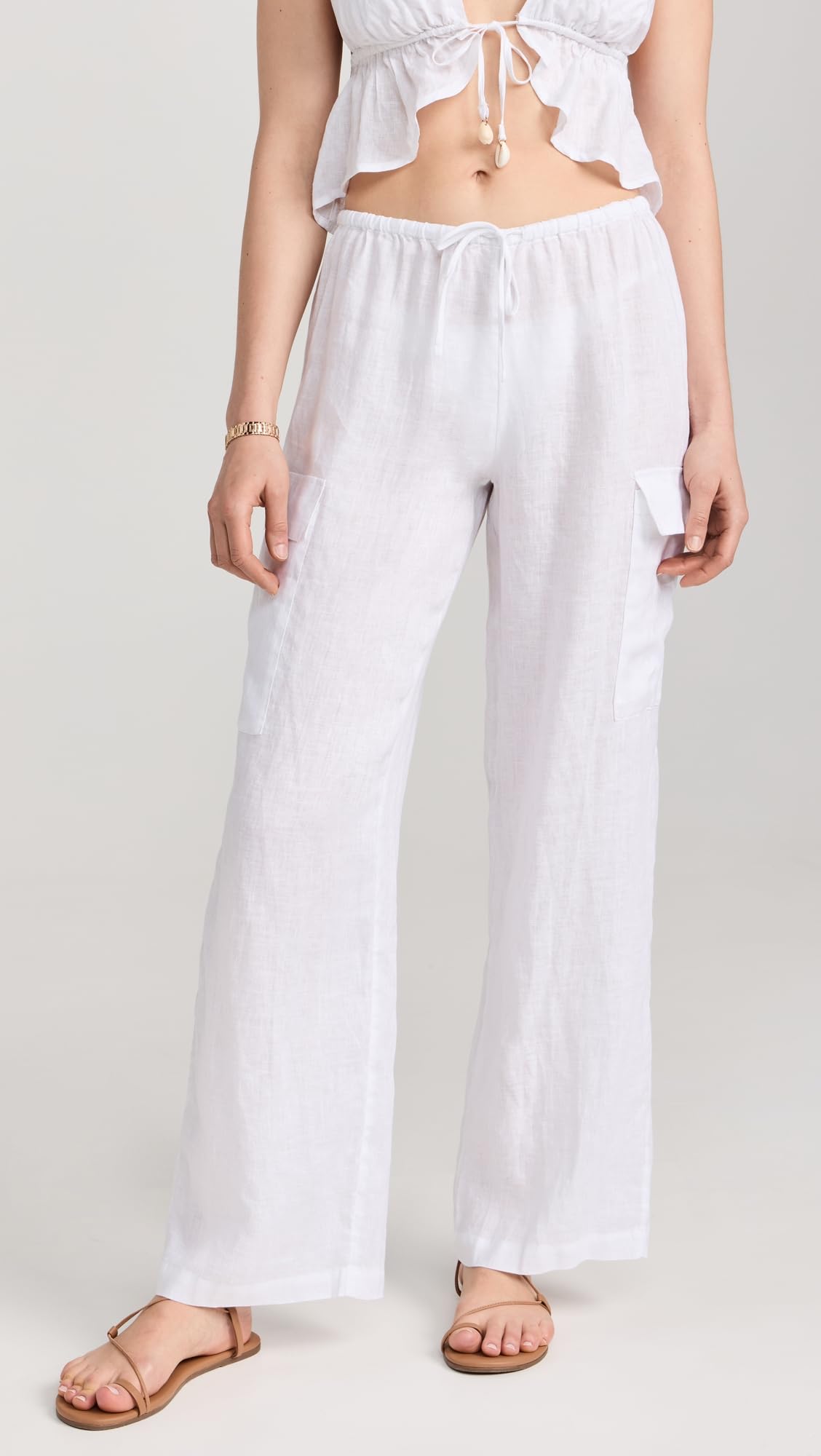 L*Space Women's Sundown Cargo Pant, White, L