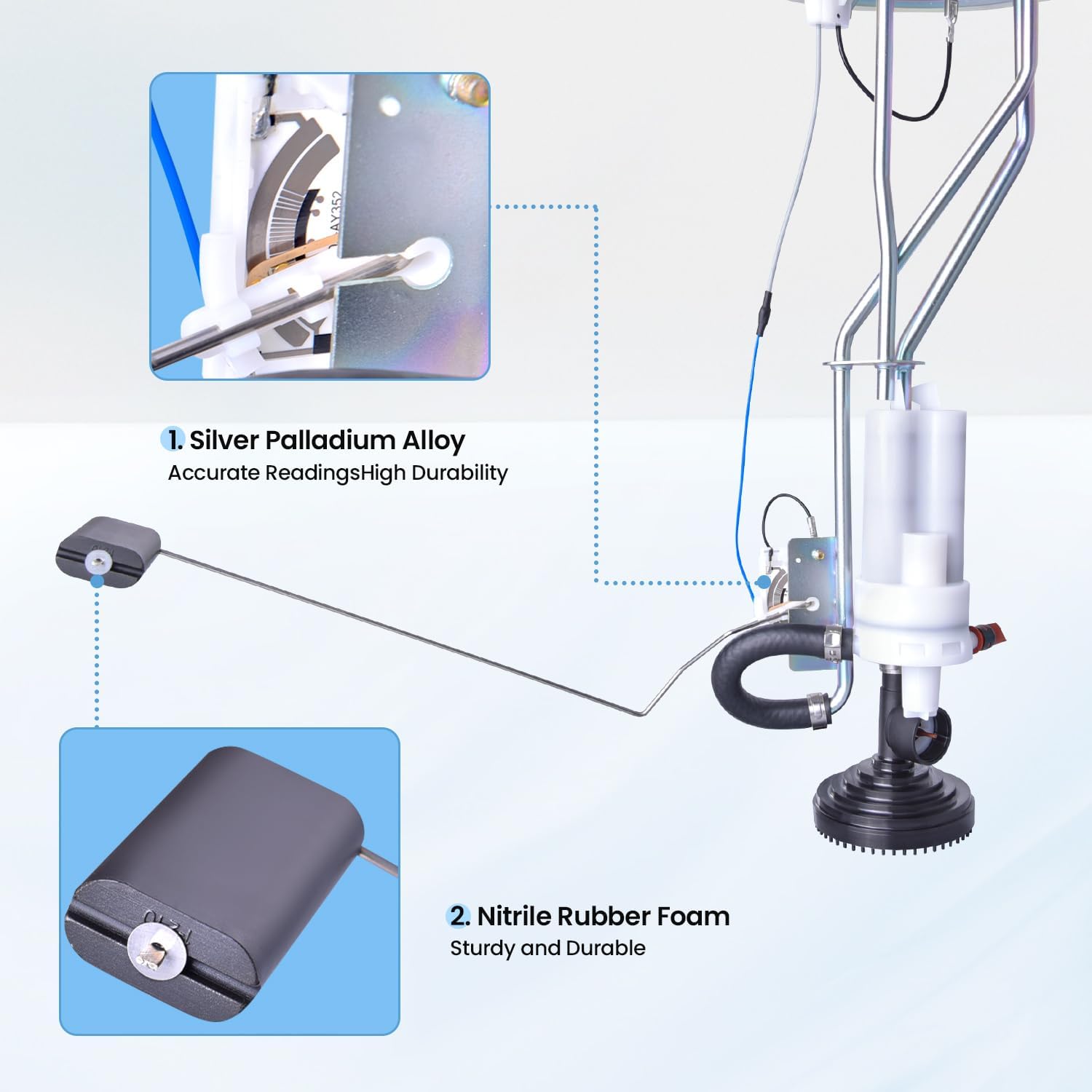 Fuel Tank Sending Unit Fits for Ford F-250 F-350 Super Duty 1999-2003 7.3L Diesel 137.0" or 158.0" or 172.0" Wheelbase Replace# F81Z9275AJ, FG239A, PS175
