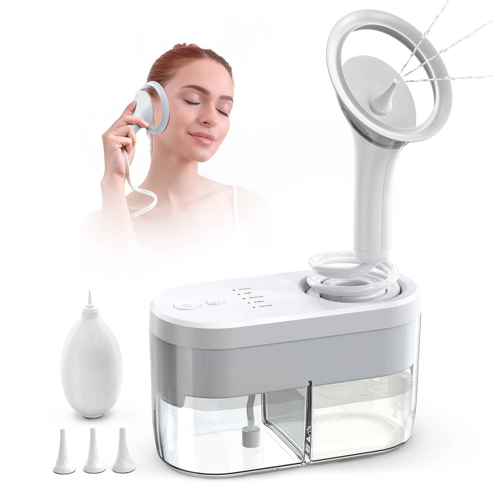 KAUGIC Elektrische Ohrenschmalz Entferner Ohrenreiniger Ohrreiniger für Erwachsene, Wiederaufladbarer Ear Cleaner Ohr Reinigung Ohrendusche Ohrreinigungsset mit 4 Reinigungsmodus - Weiß