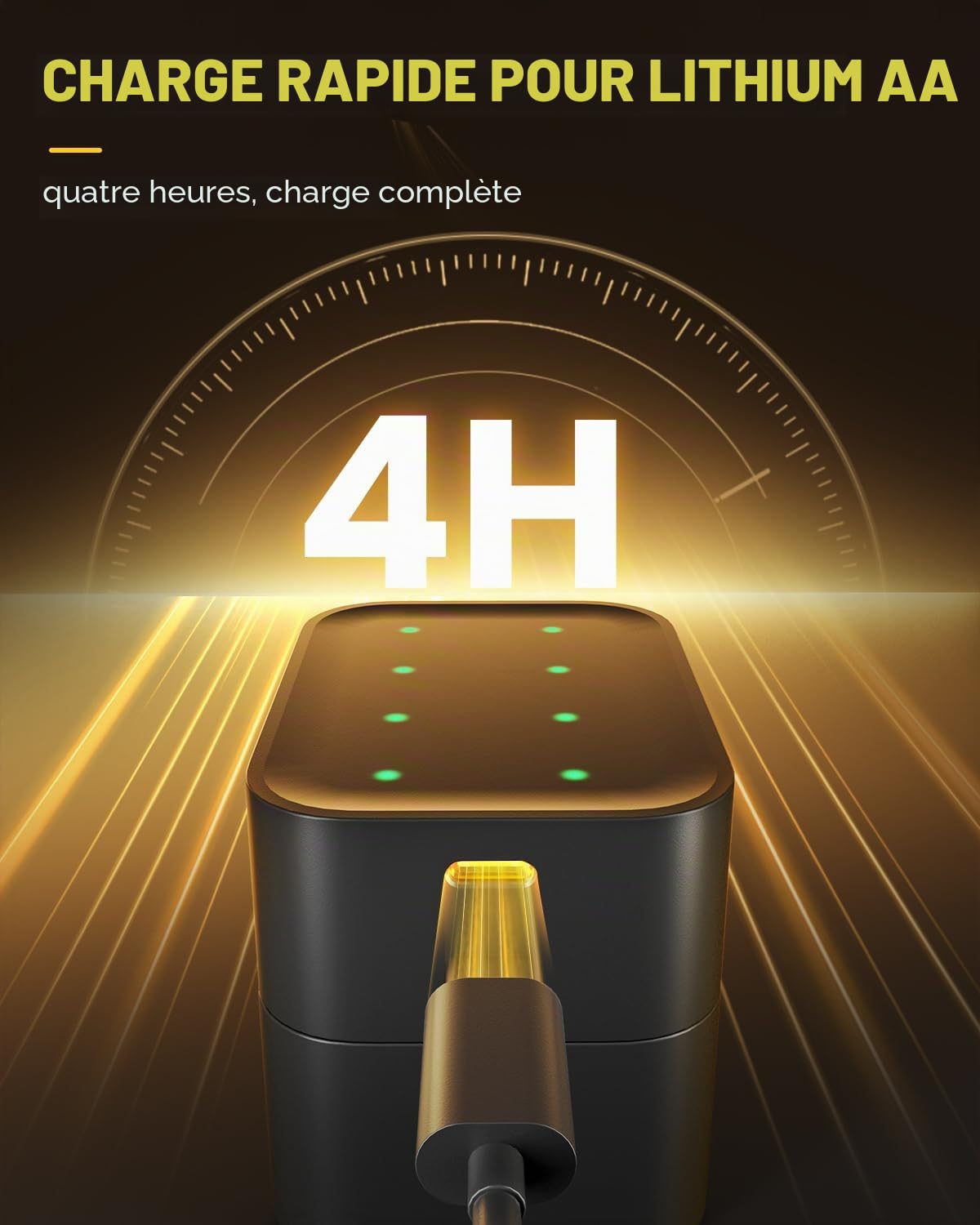 Piles au lithium AA rechargeables 3600 mWh avec chargeur (16 piles AA avec 8 chargeurs)