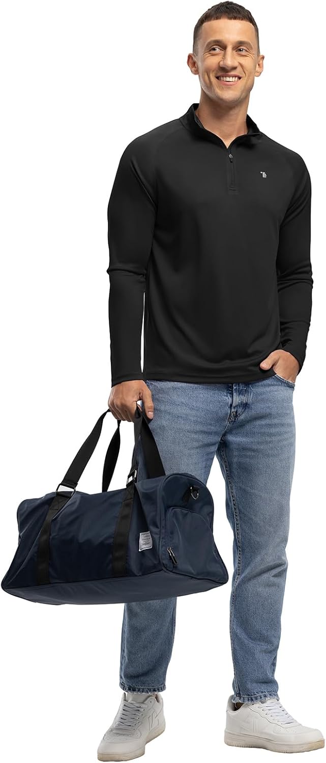 BASUDAM Men's Workout Shirts Quick Dry UPF 50+ Sun Protection Long Sleeve Quarter Zip Pullover Athletic T-Shirts - Image 5