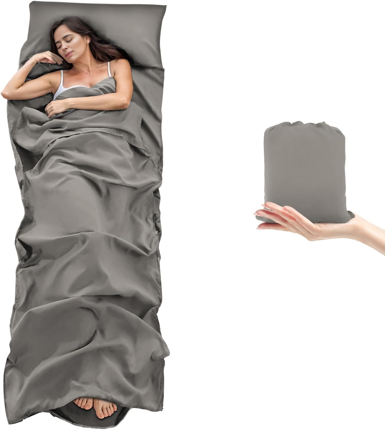 Sleeping Bag Liner Camping Sheets & Travel Sheet Hostels & Traveling Sleep Sack for Backpacking, Hotels Lightweight Single & Double Camping Sleeping Bag Liners with Zipper Comfortable