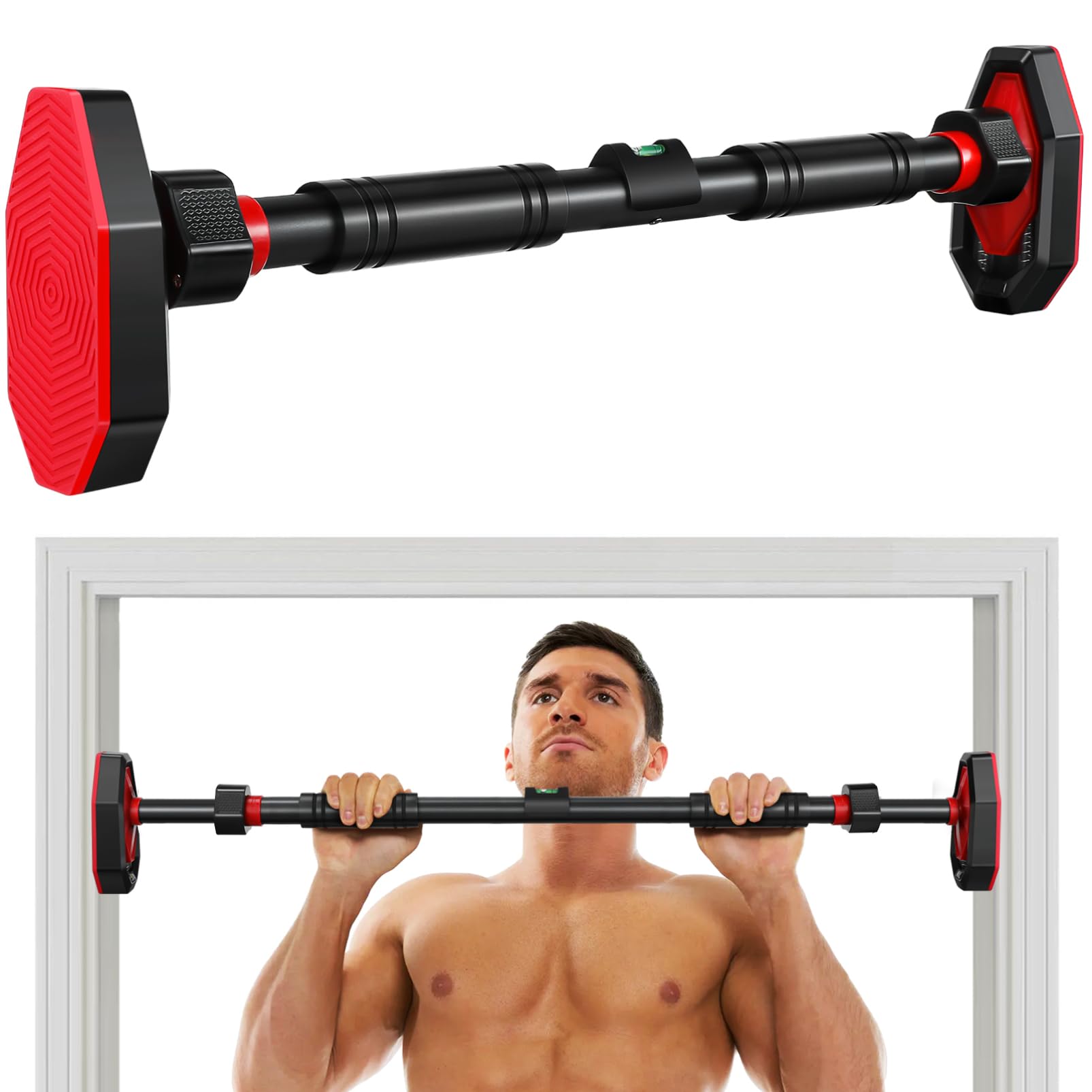 ULTECHNOVO Adjustable Pull up Bar Doorway Strength Training Bar No Drill Installation Portable Home Gym Equipment for Upper