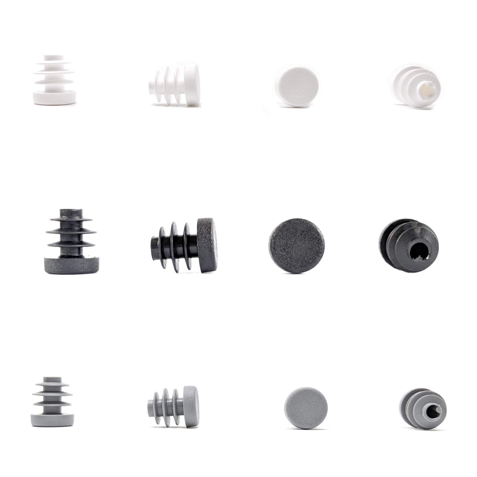 Round Tube Inserts End Caps, Varierty of Sizes in Black, White or Grey - Made in Germany (Please See Diagram Before Ordering) 13mm, Grey, Pack of 100 — image 1