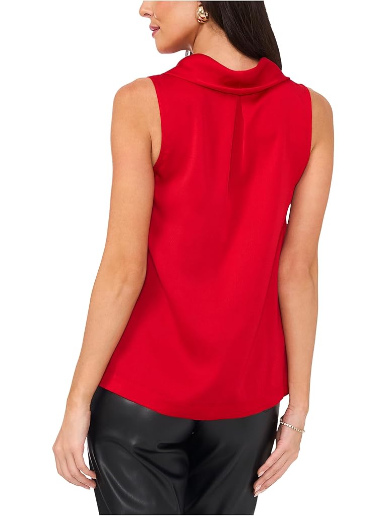 Red Vince Camuto Sleeveless Cowl Neck Top