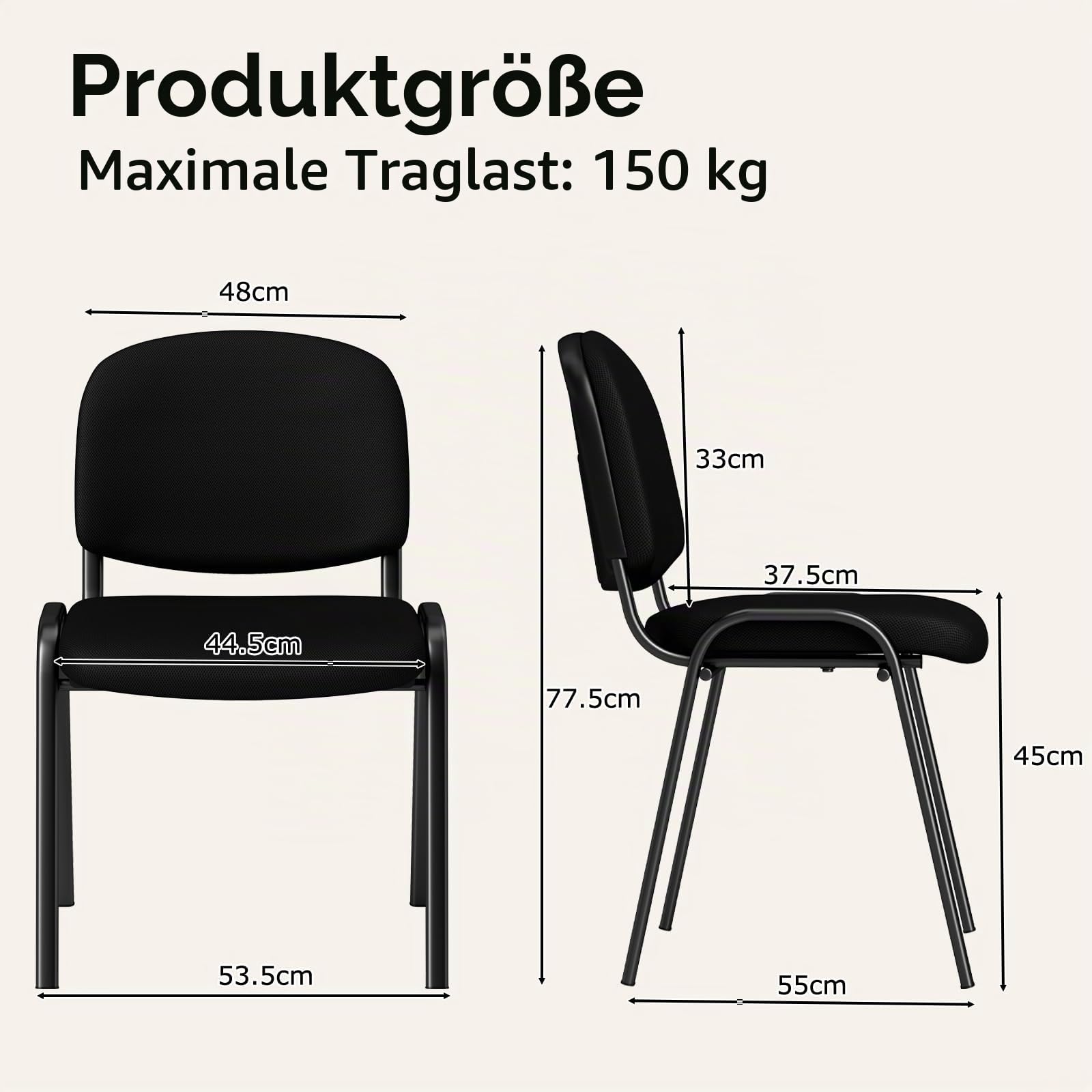 GIANTEX 5er Set Konferenzstühle stapelbar mit gepolsterter Sitzfläche