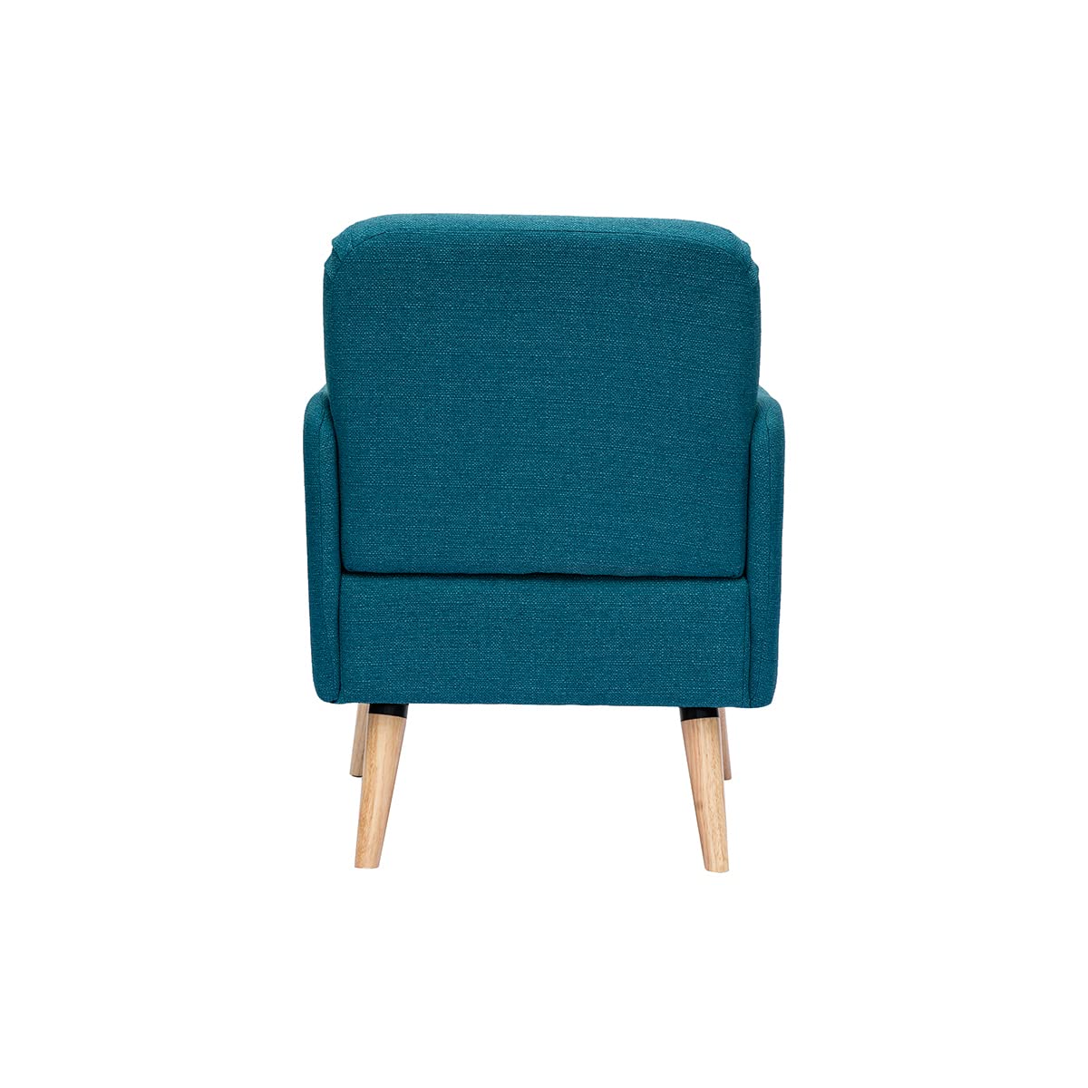 Miliboo Fauteuil scandinave en Tissu Bleu Canard et Bois Clair ISKO