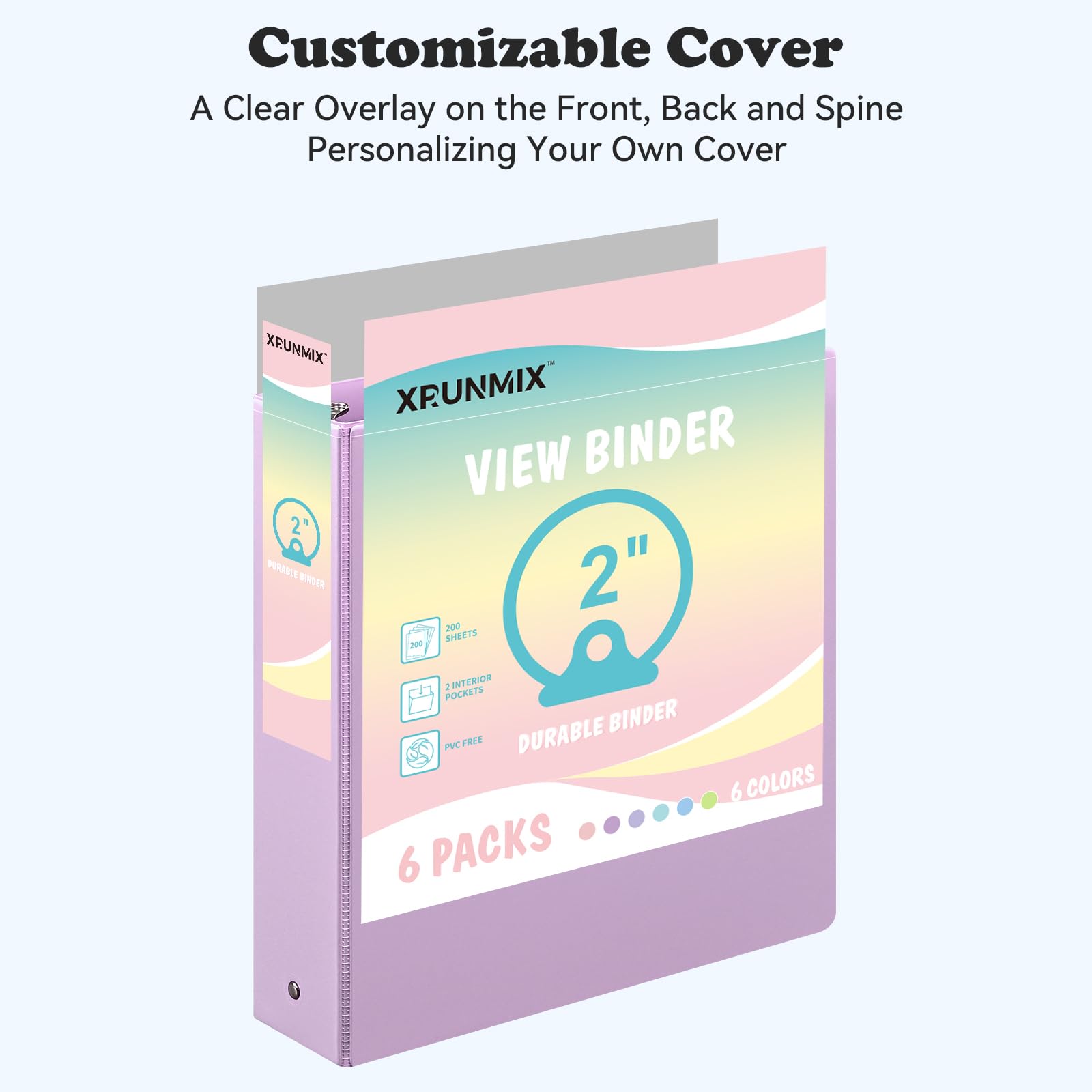 6-Pack Pastel 2-Inch 3-Ring Binders With Pockets - Holds 450 Sheets, Letter Size 8.5x11, For School & Office - View #3