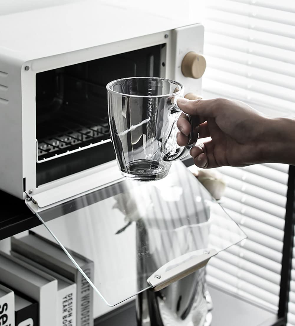 12 Unzen Trinkgläser-Set mit 6 Gläsern,superbeständiges Trinkglas-Set aus gehärtetem Glas(6 Glasses+Shelf, Clear)