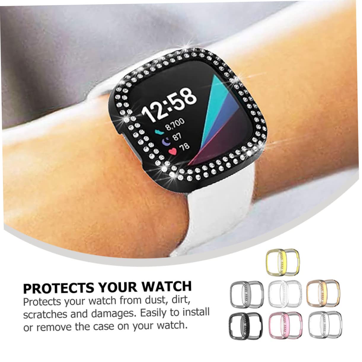 Gadpiparty 14pièces Coque De Complète pour Montre Compatible avec Sense Étui TPU Anti-Rayures Transparent Et Émaillé Accès Facile à Toutes Les Fonctions