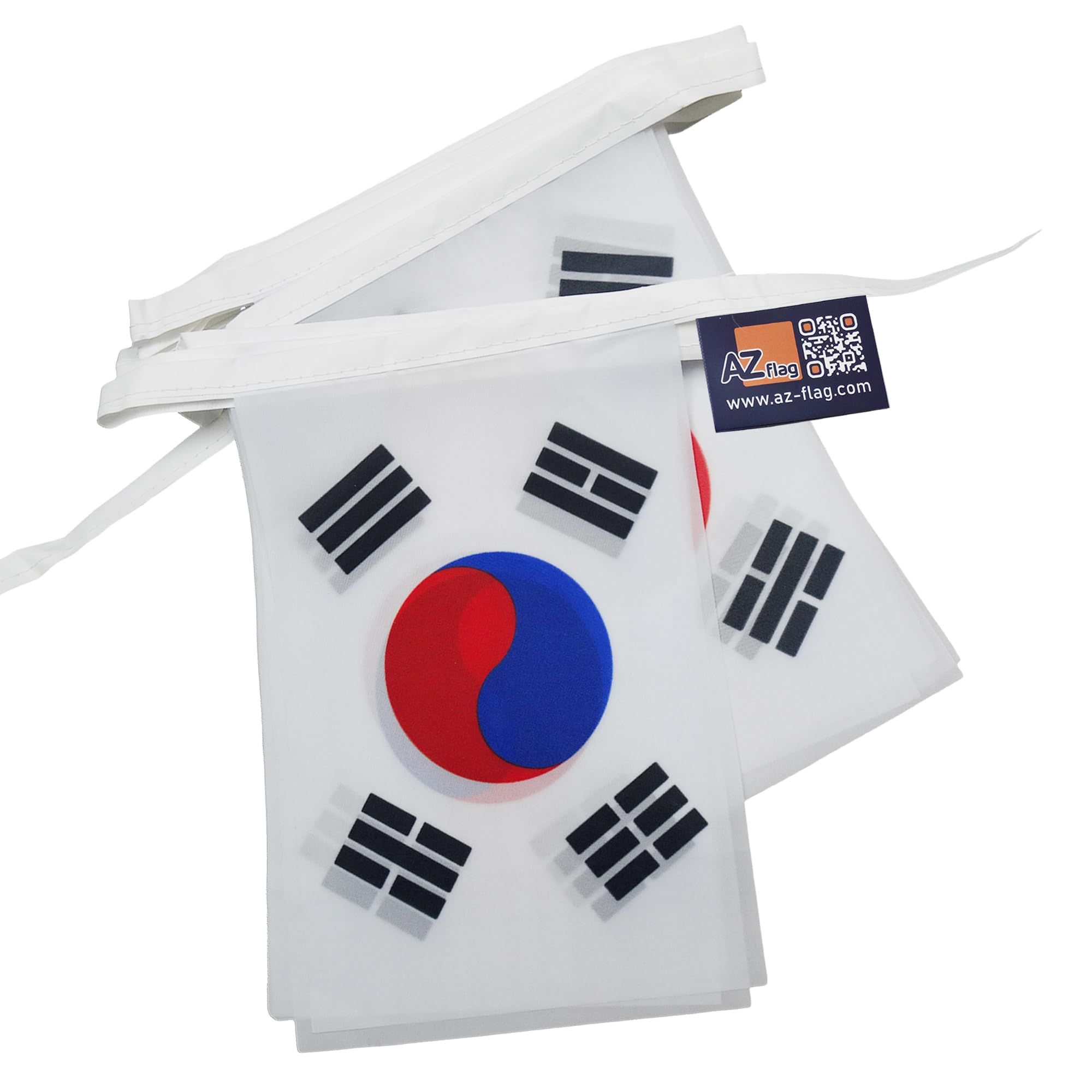 AZ FLAG South Korea Bunting Flag, 20 Ft Garland with 20 Small South Korean Flags 8'' x 6'', 100% Polyester String Pennant, 6 meters — view 8