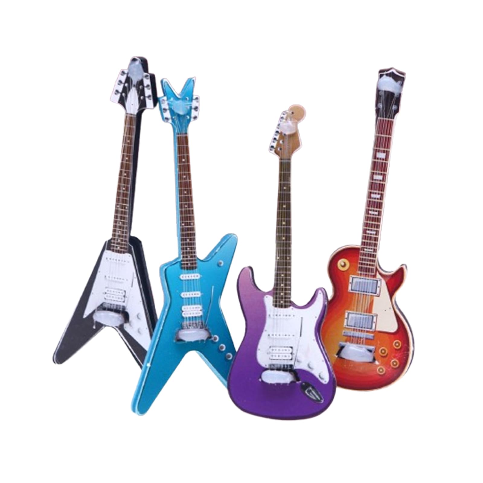 Gxsterd - 4 Pieces Mini Electric Guitar, 1/12 Miniature Guitar, Musical Instrument for Dollhouse Decoration