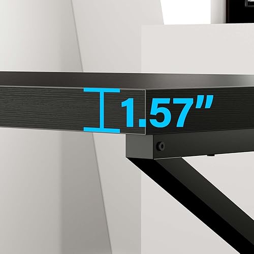 Miniatura 7 de HSH Escritorio de mármol sintético blanco y dorado, moderno escritorio ejecutivo para computadora portátil para oficina en casa, mesa de trabajo de