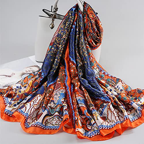 Image of ZDMHSH Fashion Scarves Scarf 100% Silk Feeling Scarf Silk Like Scarves Long Lightweight Sunscreen Shawls for Women