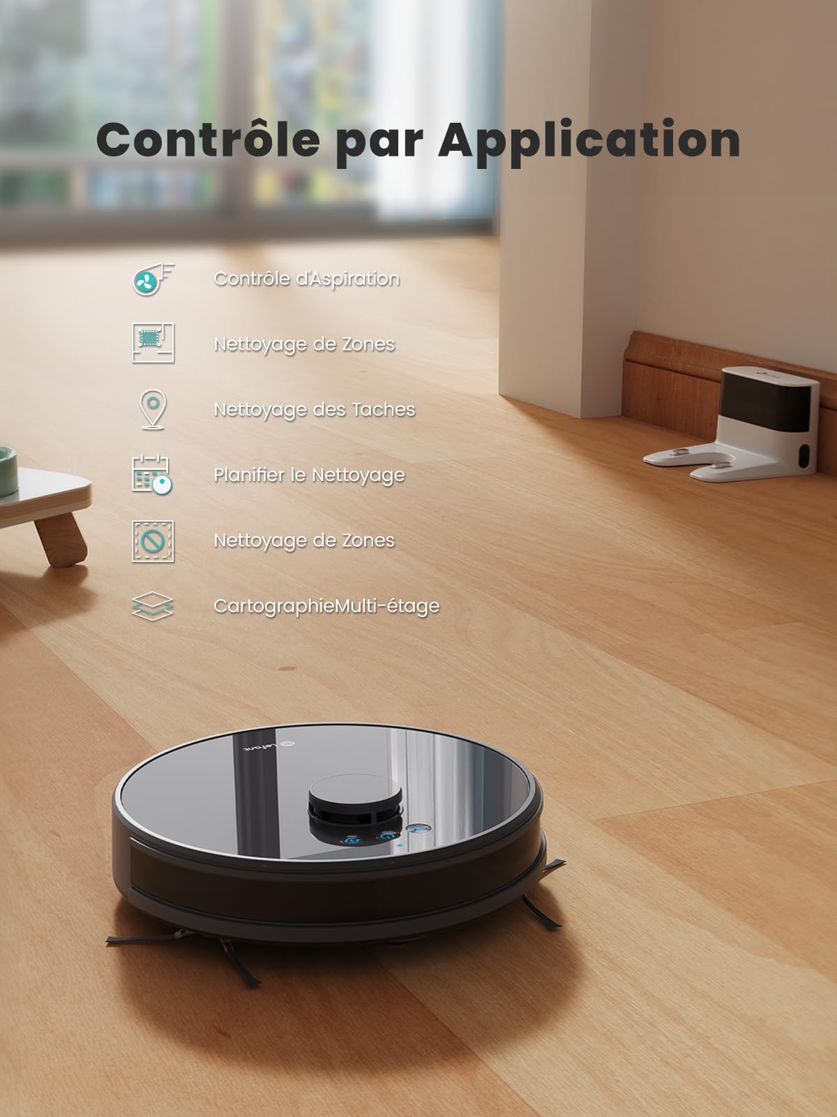 Lefant Robot Aspirateur Laveur 5500Pa Aspiration, Navigation LiDAR, Cartographie Multi-étage, Zones Virtuelles, Aspirateur Robot Connecté Alexa/APP/WiFi, Idéal pour Poils d'animaux Tapis Sols Durs