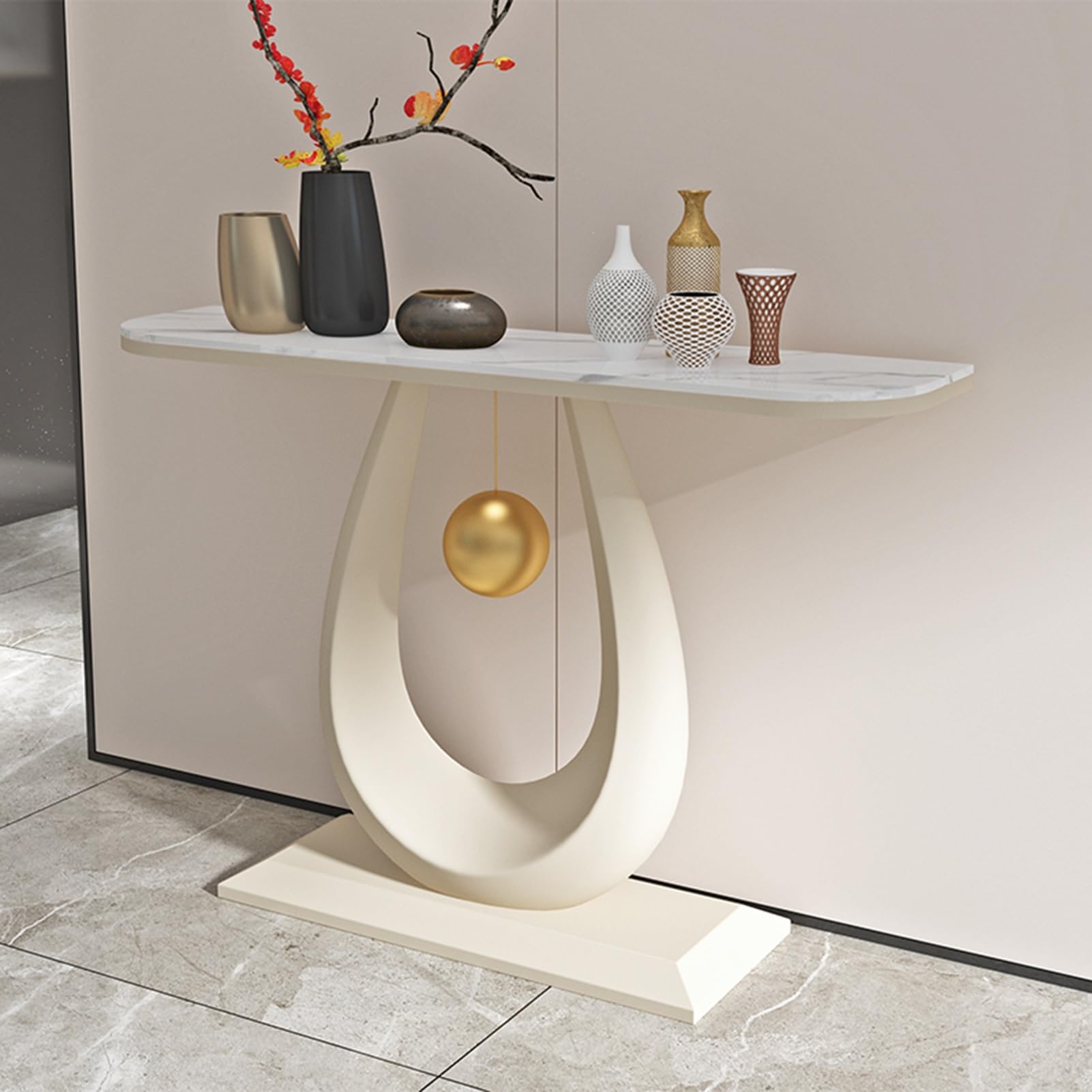 MESCXTY Contemporary Accent Table, Entryway Console Hallway with Storage, Modern Decorative, Decor, for Living Room, Hallway, Foyer(White A,120cm/47.2in)