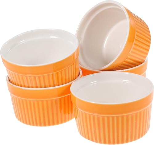 NOLITOY 5 piezas de cerámica para hornear condimentos Ramekins Brulee Ramekins Tazón de cerámica Cuencos para hornear Tazón pequeño Tazón de pudín