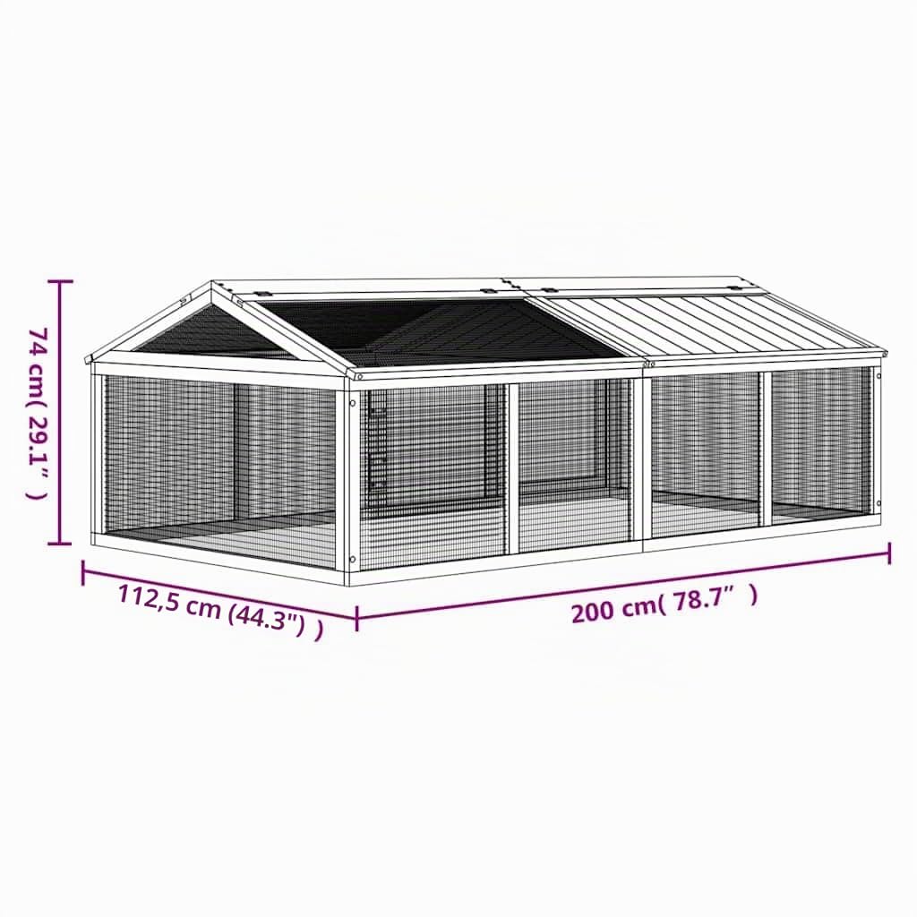 vidaXL Box per Animali Moka 200x112,5x74 cm in Legno Massello di Pino