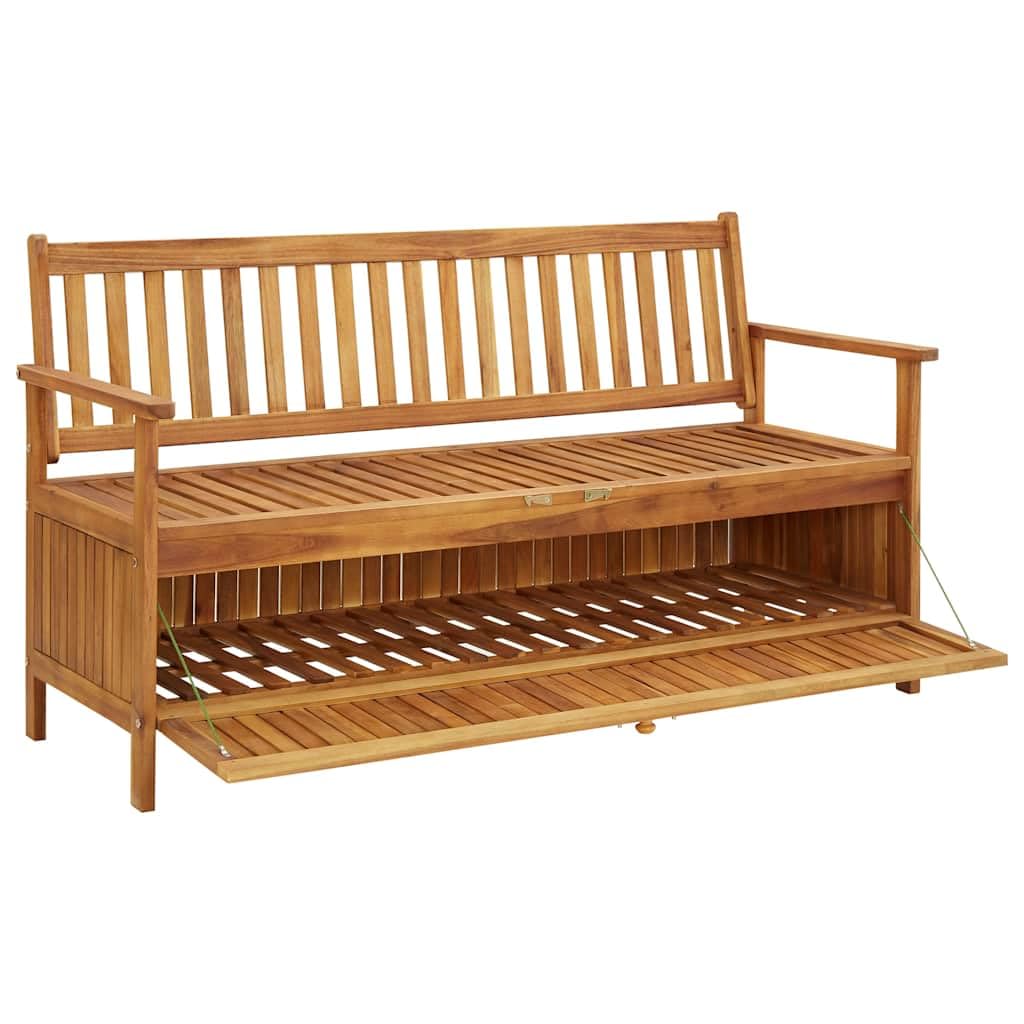 Banc de jardin en bois avec espace de rangement en bois d'acacia massif - 148 x 62 x 84 cm - 1 compartiment de rangement - Pour terrasse, jardin, parc, balcon, siège avec ordre