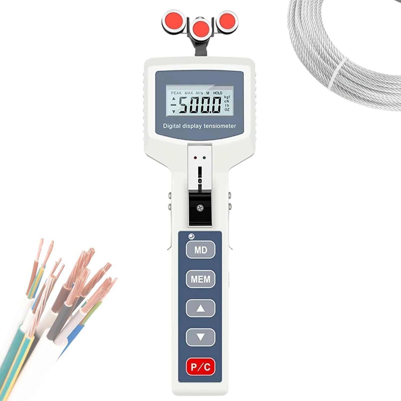 ZHPPED Handheld Yarn Tensionmeter Digital Wire and Filament Tension Meter Metal Wire Tension Tester Gauge with Tension Range 2 to 25N Thickness Adjustment Function USB Communication Function 2N