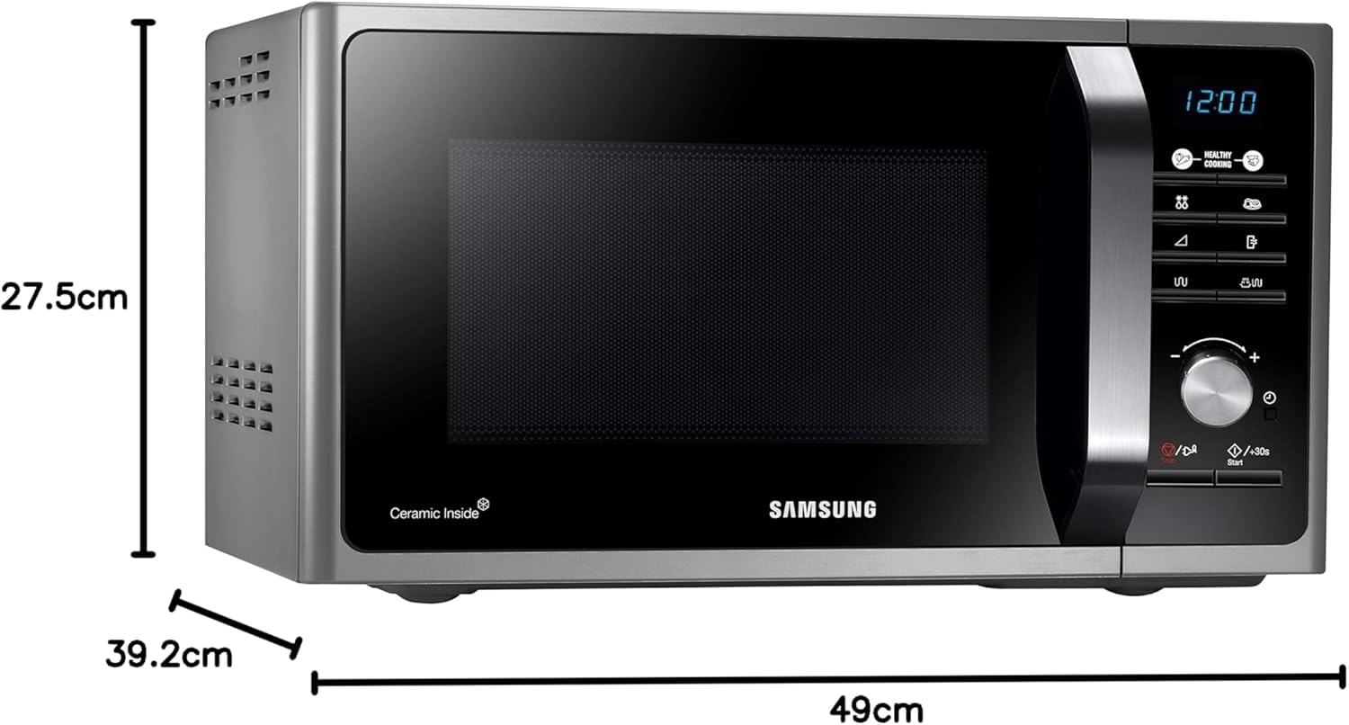 Samsung MG23F301TCS Forno Microonde Grill, 23 Litri, 800 W, Grill 1200 W, Healthy Cooking, Argento