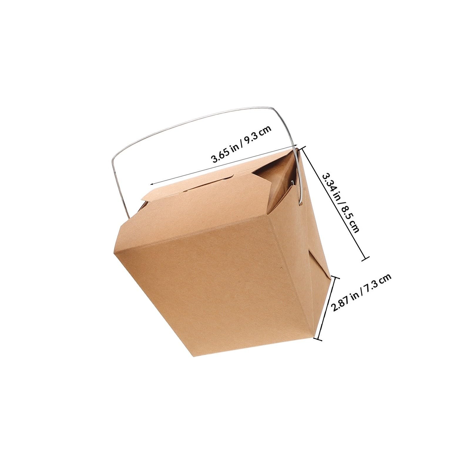 Gatuida 50 Pezzi Scatola per Cibo da Asporto, Chinese Take Out Box con Manico in Filo Metallico, Carta e Ferro, Color Caffè, per Riso Fritto, Pollo Fritto e Patatine, per Studenti