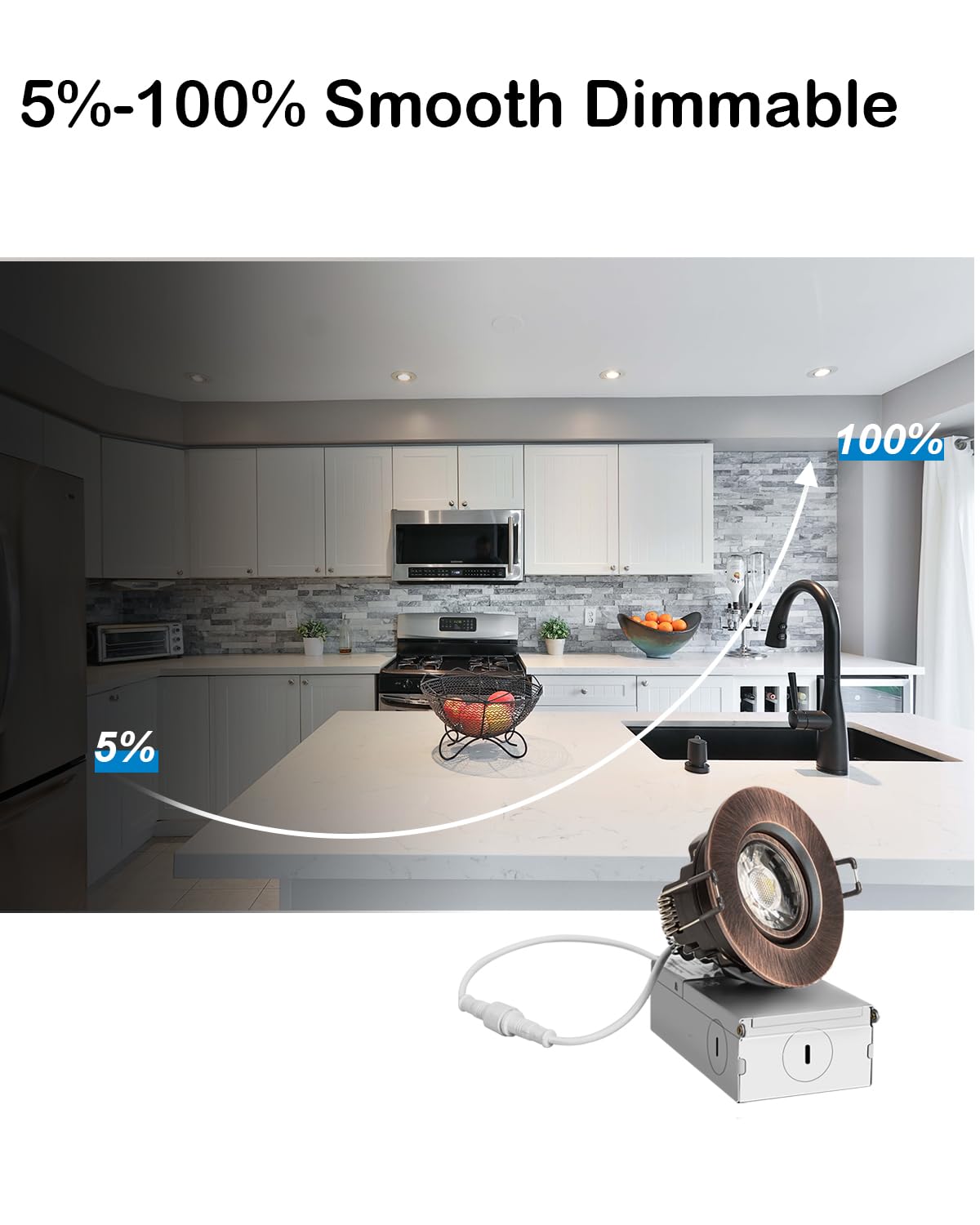 ZYC 3 Inch Recessed LED Lights - 10 Pack Oil-Rubbed Bronze Round