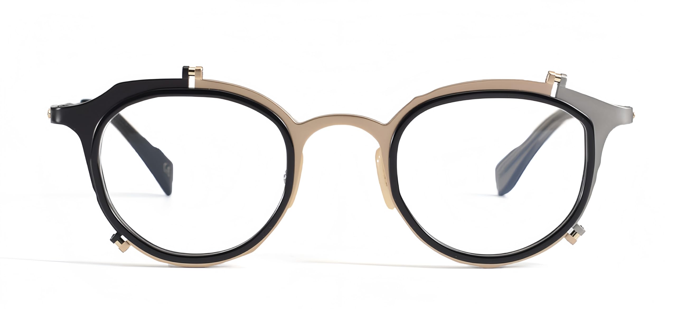 JOLLYNOVA Wren Desiger Titanium Acetate Prescription Glasses Frame ?Personalized Oval Eyeglasses with Blue Light Lenses (Gun Gold)