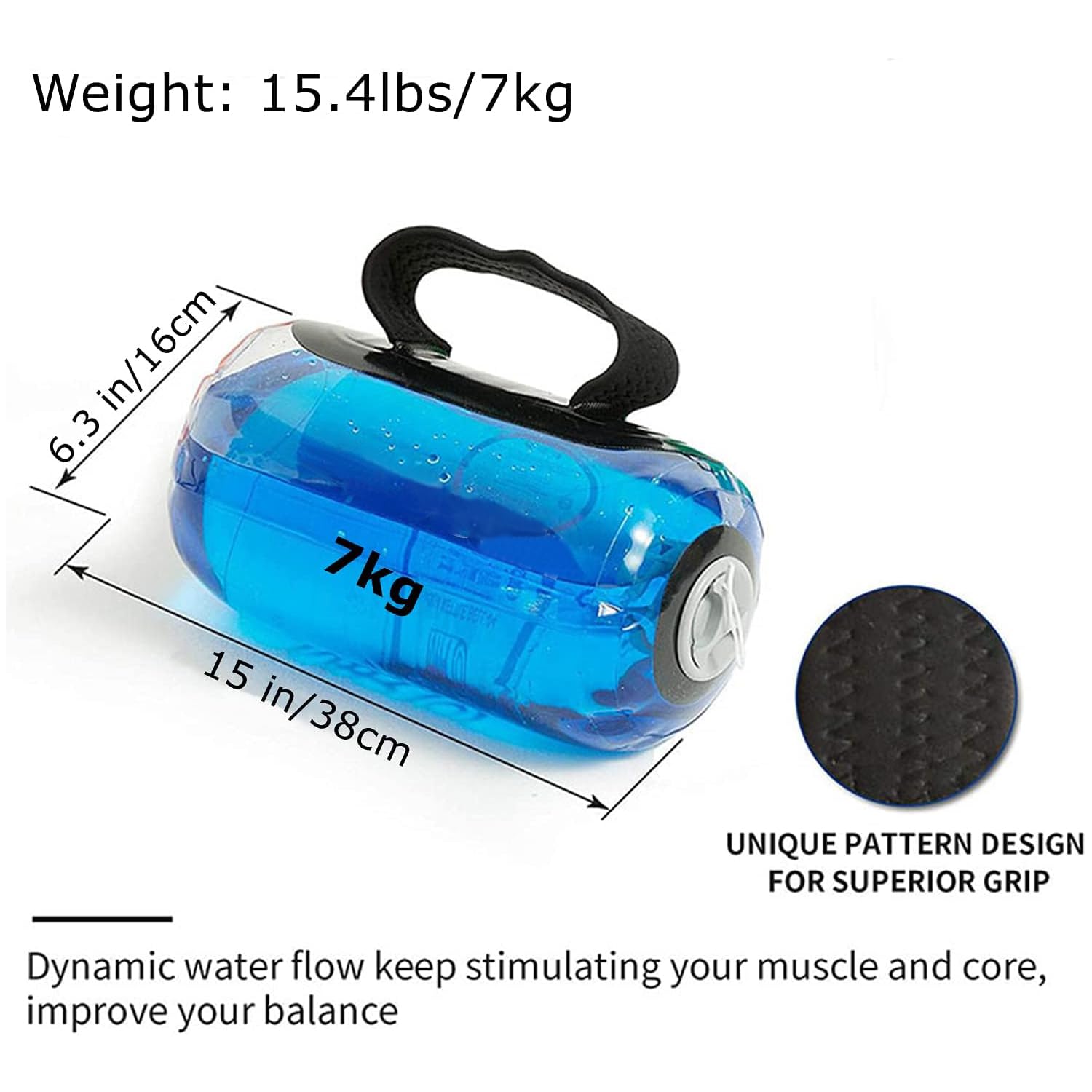 Regulowana torba na wodę do podnoszenia ciężarów, torba fitness Aqua 7 kg z pompką nożną, przenośny sprzęt do fitnessu, treningi siłowe do użytku wewnątrz i na zewnątrz