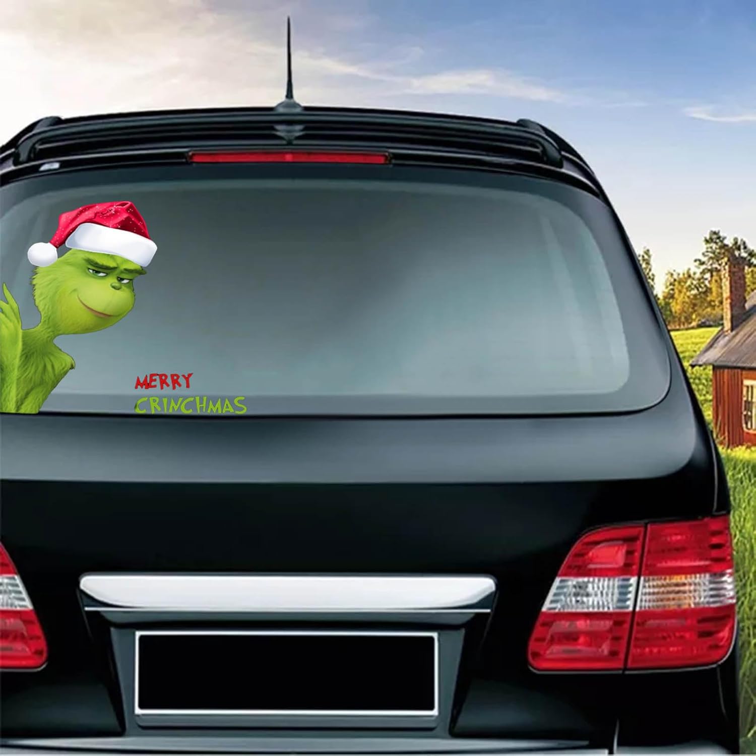 Christmas Car Decals Green Monster Peeker Design Stickers Funny Christmas Car Decorations Waterproof PVC Rear Windshield Stickers for Holiday Xmas Car Window Decor Accessories image 5