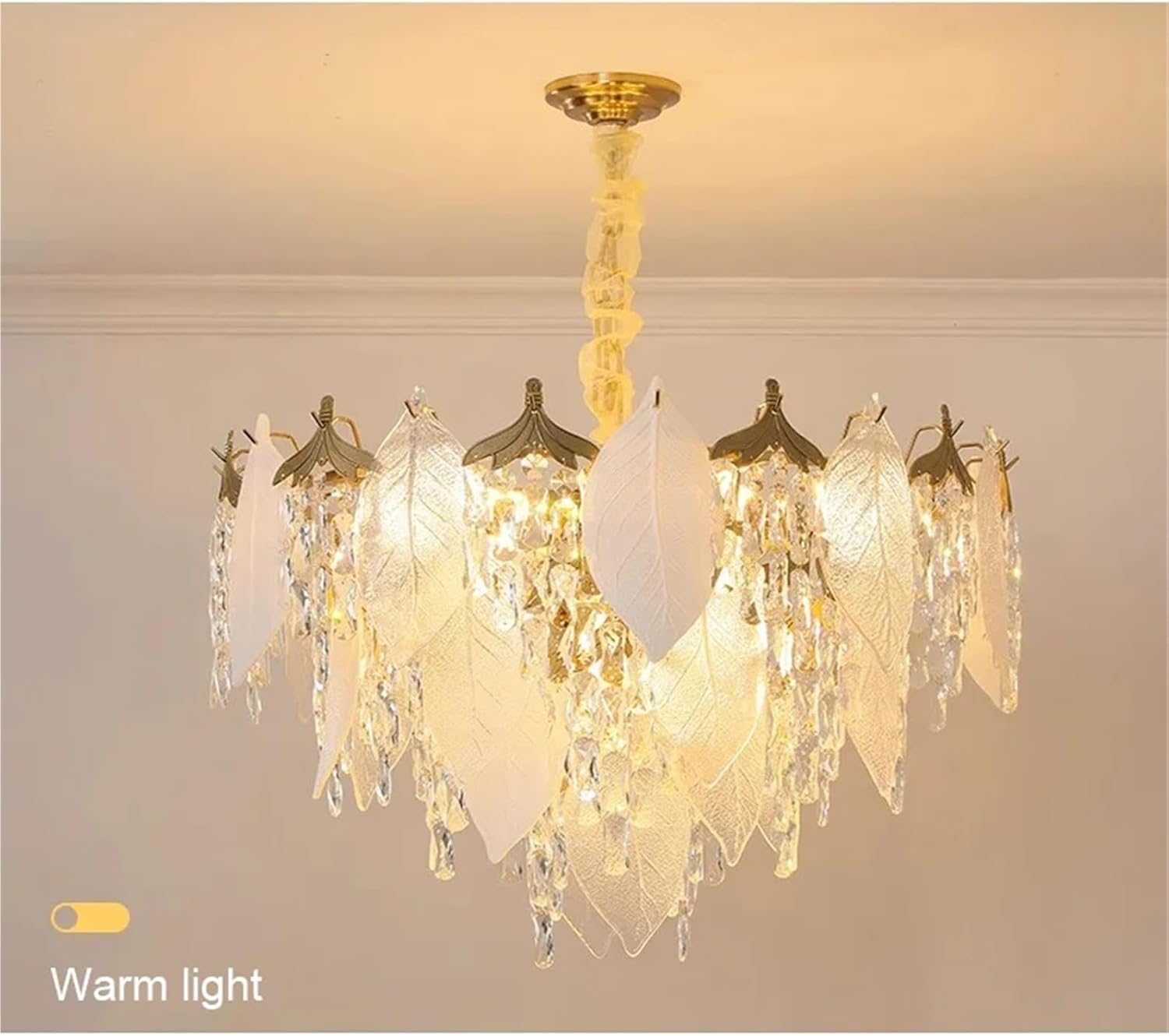 French Crystal Leaf Light Luxury Chandelier Dining Room Modern Living Room Main Duplex Villa Master Bedroom Simple Headlight,for Decoration