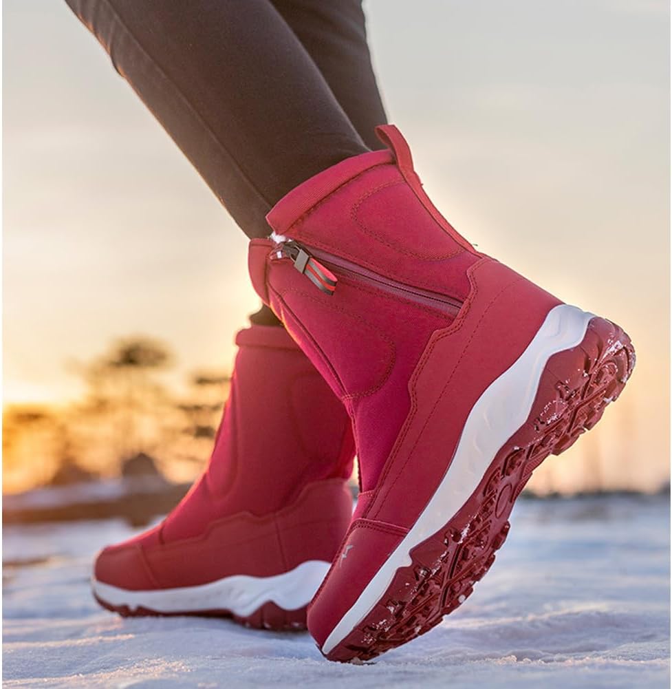 2026 New Winter Boot Waterproof Comfort Insulated High Top Snow Boots Durable Anti-Slip Lightweight Fur Lined Sneakers Riding Booties with Side Zipper