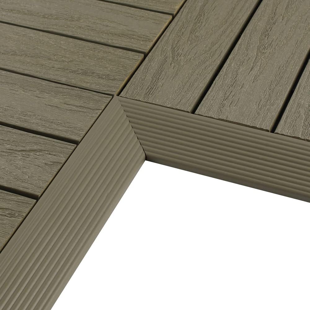 1/6 ft. x 1 ft. Quick Deck Composite Deck Tile Inside Corner Fascia in Egyptian Stone Gray (2-Pieces/Box)